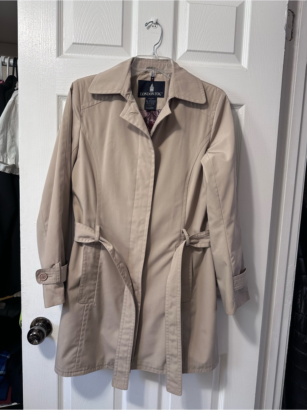 London Fog Khaki Tie-Waist Trench Coat